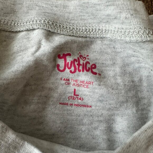 Justice girls size large long sleeve graphic tee shirt in gray with glitter - Picture 8 of 11